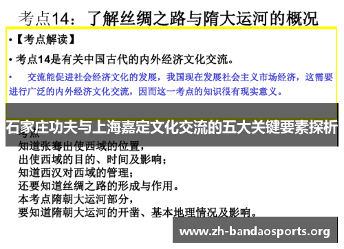 石家庄功夫与上海嘉定文化交流的五大关键要素探析 石家庄功夫与上海嘉定文化交流的五大关键要素探析