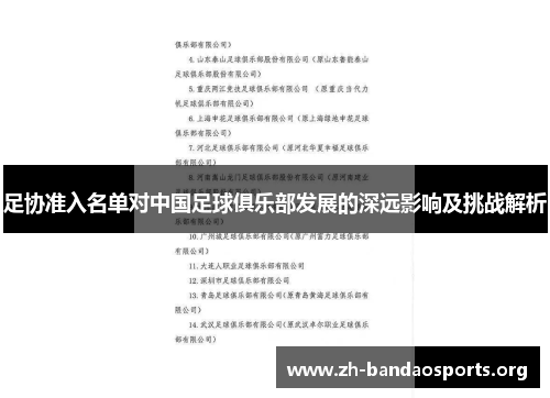 足协准入名单对中国足球俱乐部发展的深远影响及挑战解析 足协准入名单对中国足球俱乐部发展的深远影响及挑战解析